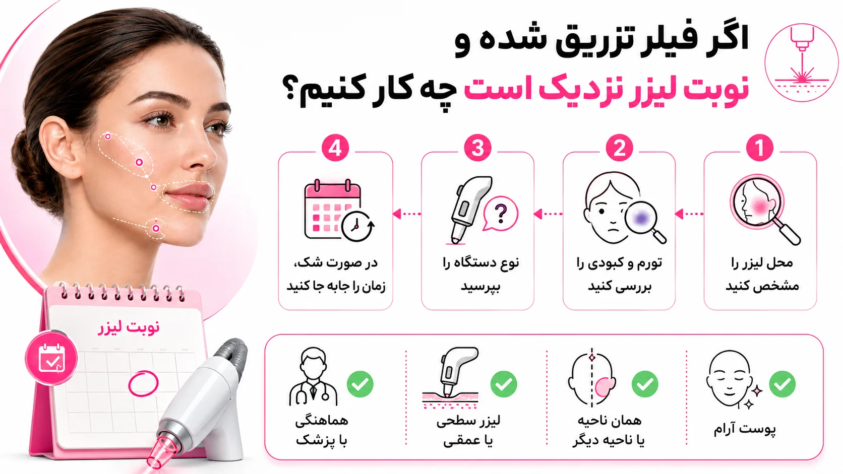 اگر فیلر تزریق شده و نوبت لیزر نزدیک است چه کار کنیم؟