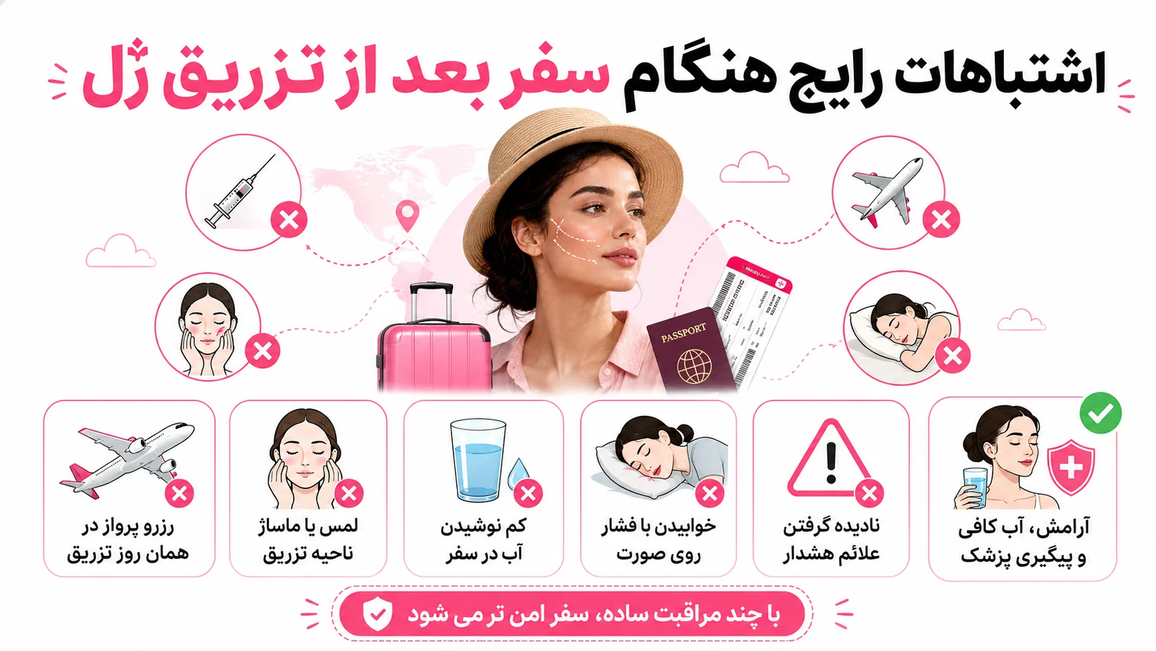 اشتباهات رایج هنگام سفر بعد از تزریق ژل
