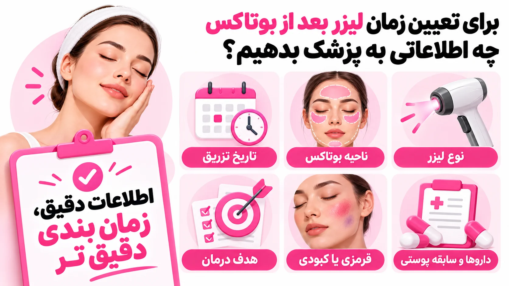 برای تعیین زمان لیزر بعد از بوتاکس چه اطلاعاتی به پزشک بدهیم؟