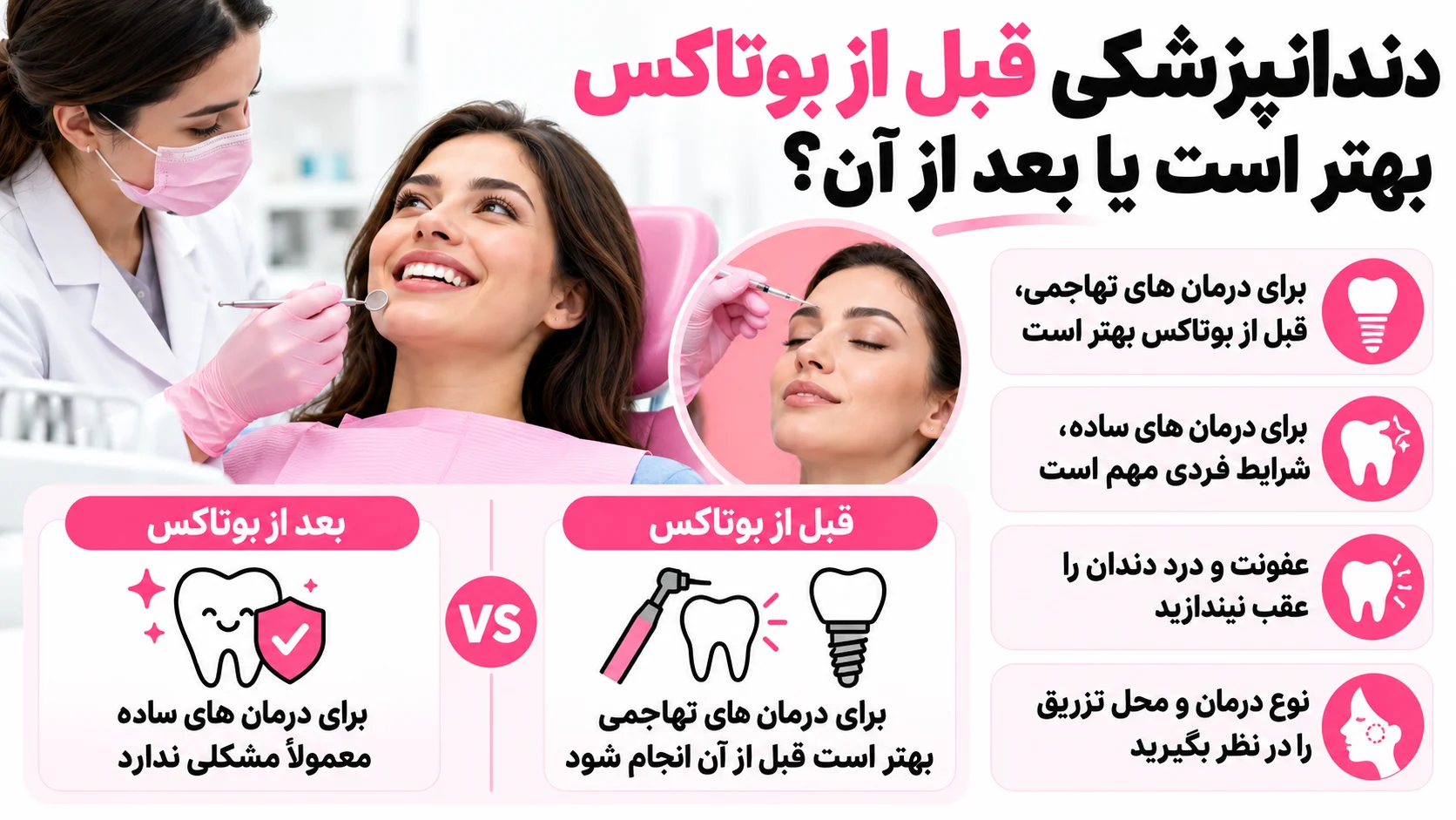 دندانپزشکی قبل از بوتاکس بهتر است یا بعد از آن؟
