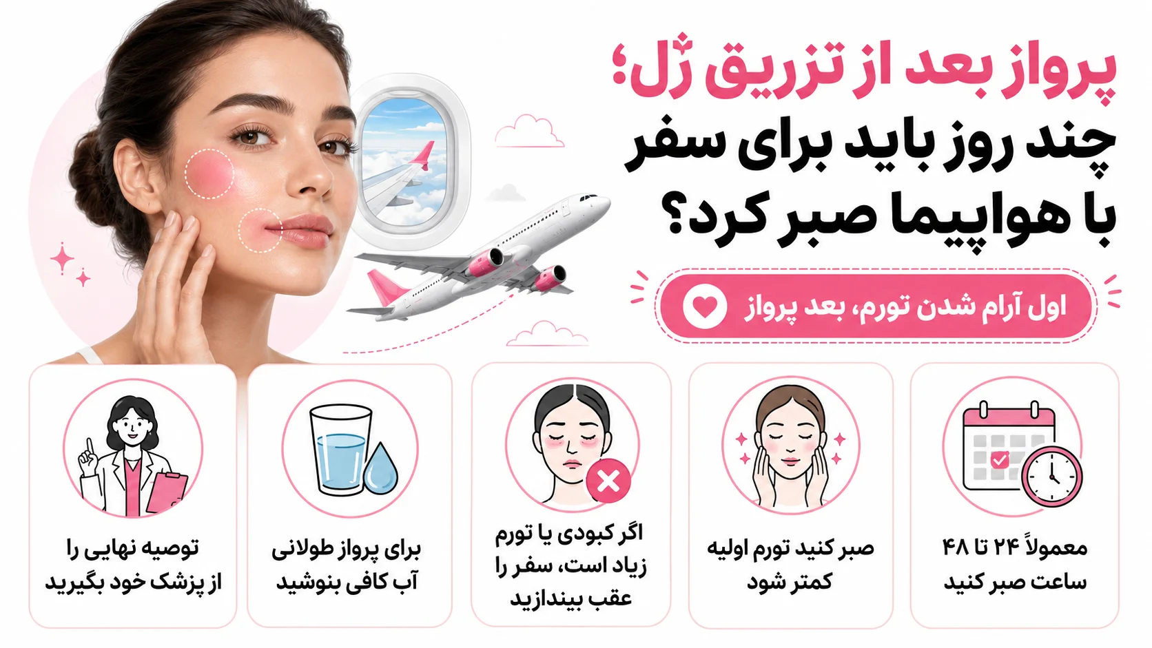 پرواز بعد از تزریق ژل؛ چند روز باید برای سفر با هواپیما صبر کرد؟